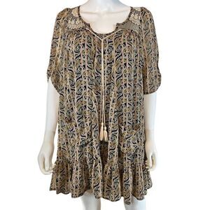 inLUV Beige Blue Dress Womens Small Half Sleeve